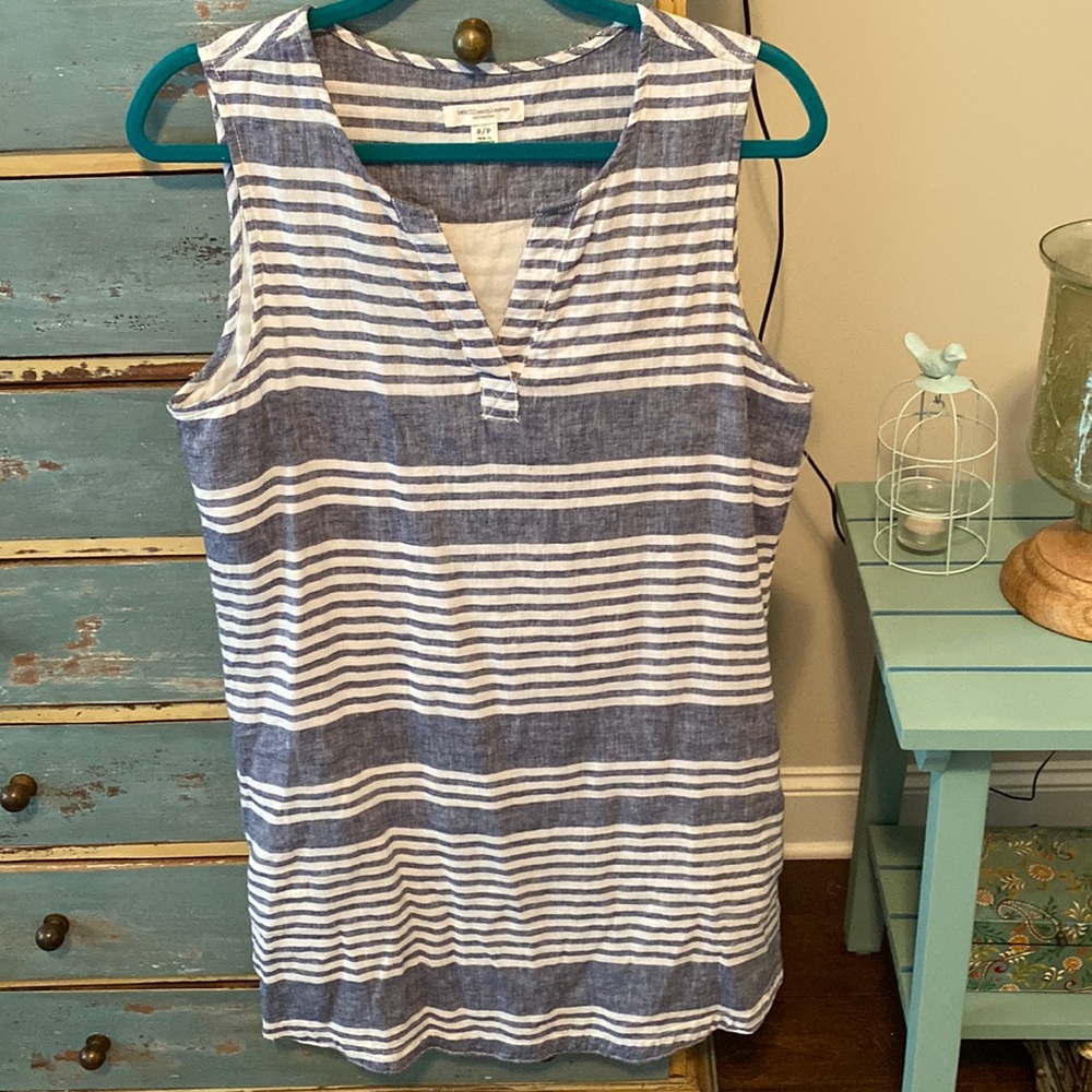 BeachLunchLounge sz S/P blue/white lined dress